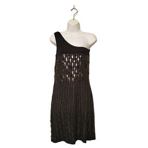 Adrianna Papell Evening Womens Dress Black 6 Assymetrical Metal Hardware